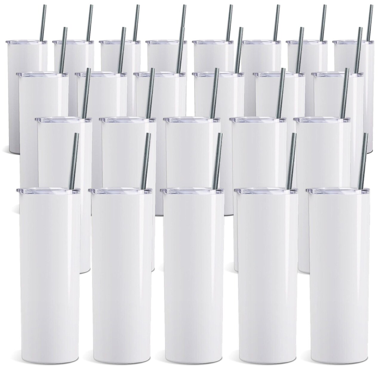 ProSub 20oz Straight Skinny Tumbler Sublimation Blanks Gloss White - 30 Pack
